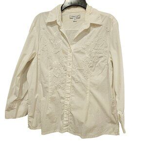 18.Coldwater Creek Long Sleeve Button Down Embroidered Chest Size XL